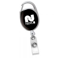 Retractable Carabiner Style Badge Reel and Badge Holder - Black