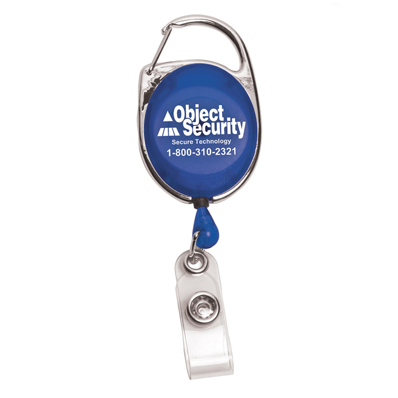 Retractable Carabiner Style Badge Reel and Badge Holder - Translucent Blue