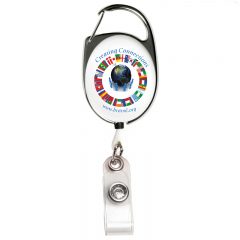 Full Color Retractable Carabiner Style Badge Reel and Badge Holder - Four Color Process
