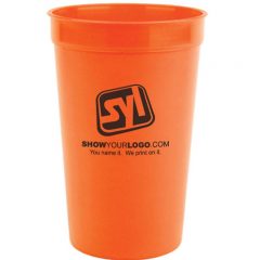 Plastic Cups with Logo – 16 oz - Neon Orange