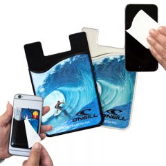 Silicone Phone Wallet with Microfiber Screen Cleaner Cloth - Full Color Imprint