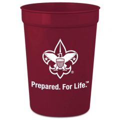 Smooth Plastic Stadium Cups – 12 oz - Maroon