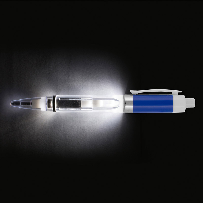 White Snow Light Up Pen - Blue