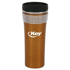 Bling Marquise Double Wall Stainless Steel Tumbler – 14 oz - Copper