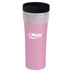 Bling Marquise Double Wall Stainless Steel Tumbler – 14 oz - Matte Pink