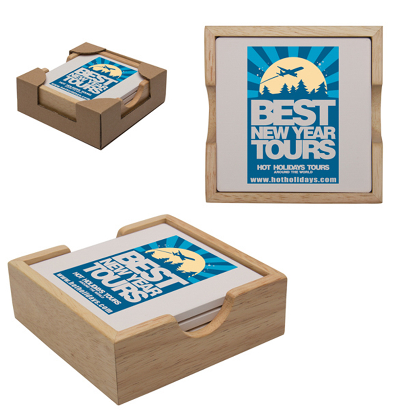 Absorbent Stone Square Coaster Set - Natural Cream