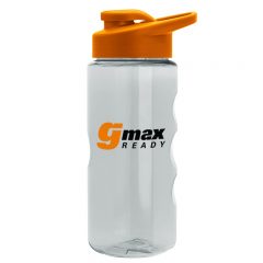 Tritan Bottle with Drink Thru Lid – 22 oz - Clear Bottle Orange Lid