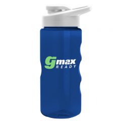 Tritan Bottle with Drink Thru Lid – 22 oz - Translucent Blue Bottle White Lid