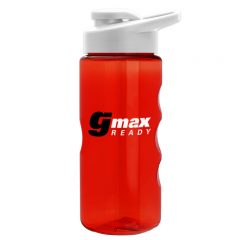 Tritan Bottle with Drink Thru Lid – 22 oz - Translucent Red With White Lid