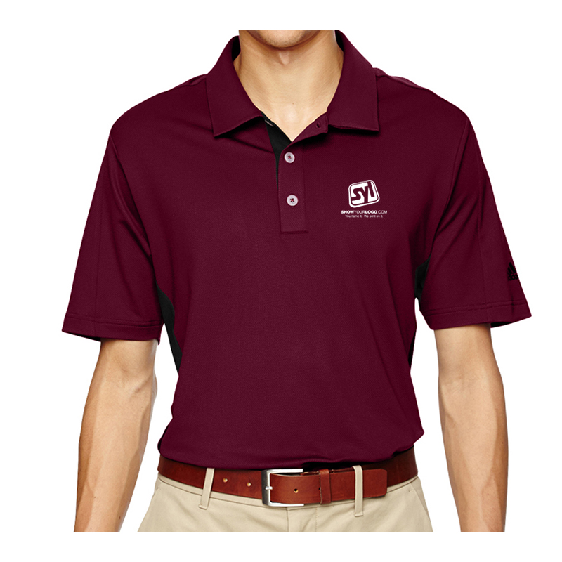 Adidas Golf Puremotion Colorblock 3 Stripes Polo - Amazon Red And Black