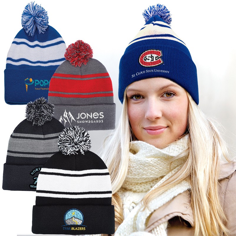 Knit Beanie with Pom Pom - Group