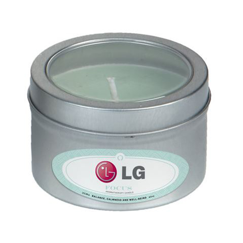 Essential Oil Infused Candle in Small Window Tin - Peppermint And Pine