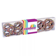 Chocolate Covered Pretzel Knot Sensation - Rainbow Nonpareil Sprinkles