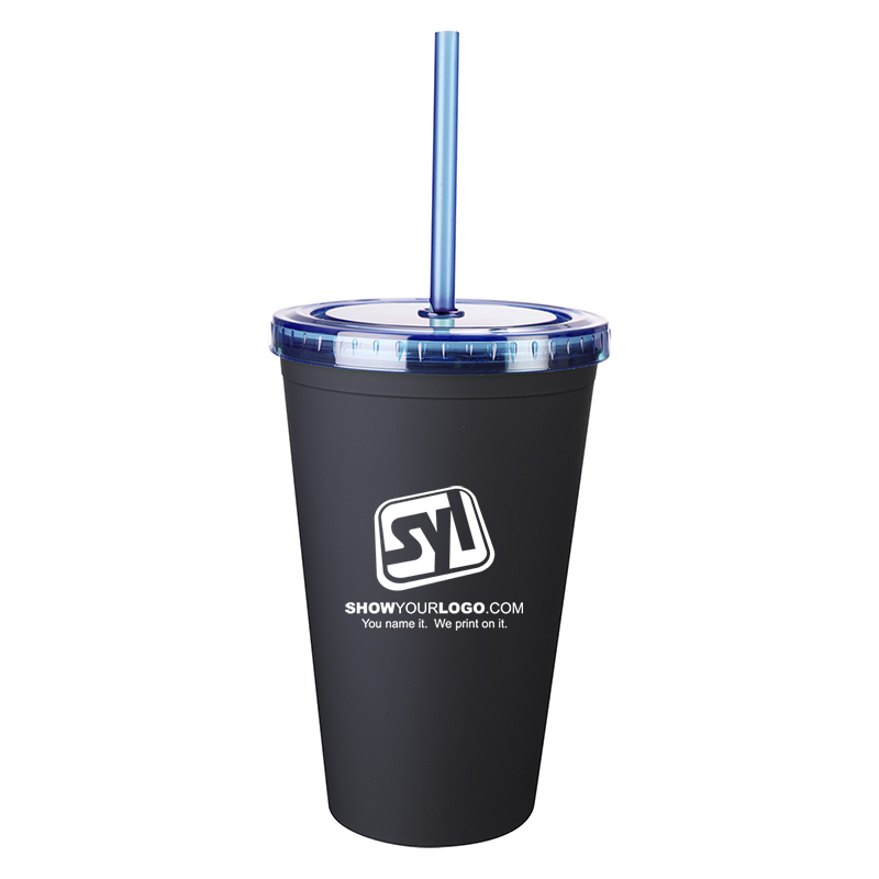 Newport Tumbler with Straw – 16 oz - Blue