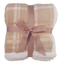 Lambswool Plaid Throw Blanket - Khaki