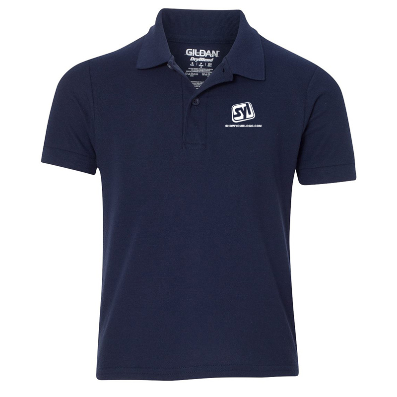 Youth Gildan Dryblend Double Pique Polo Shirt - Navy