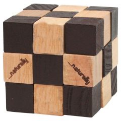 Wood Elastic Cube Puzzle - Brown