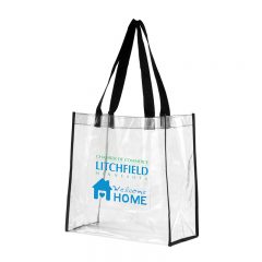 Clear Vinyl Stadium Compliant Tote Bag - Black