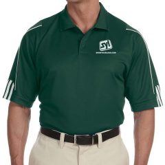 Adidas ClimaLite 3 Stripes Cuff Polo with Company Logo - Forest Green