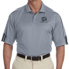 Adidas ClimaLite 3 Stripes Cuff Polo with Company Logo - Zone Grey