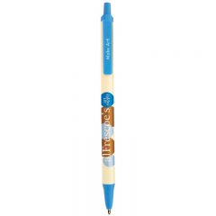 Bic Clic Stic Pens Customized With Logo - Cream Blue
