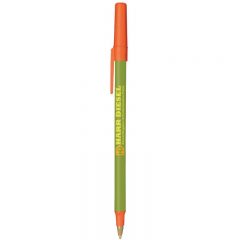BIC® Round Stic® Pen - Metallic Green Metallic Orange
