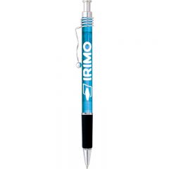 Astor Twisted Clip Pens with Logo - Translucent Aqua Blue