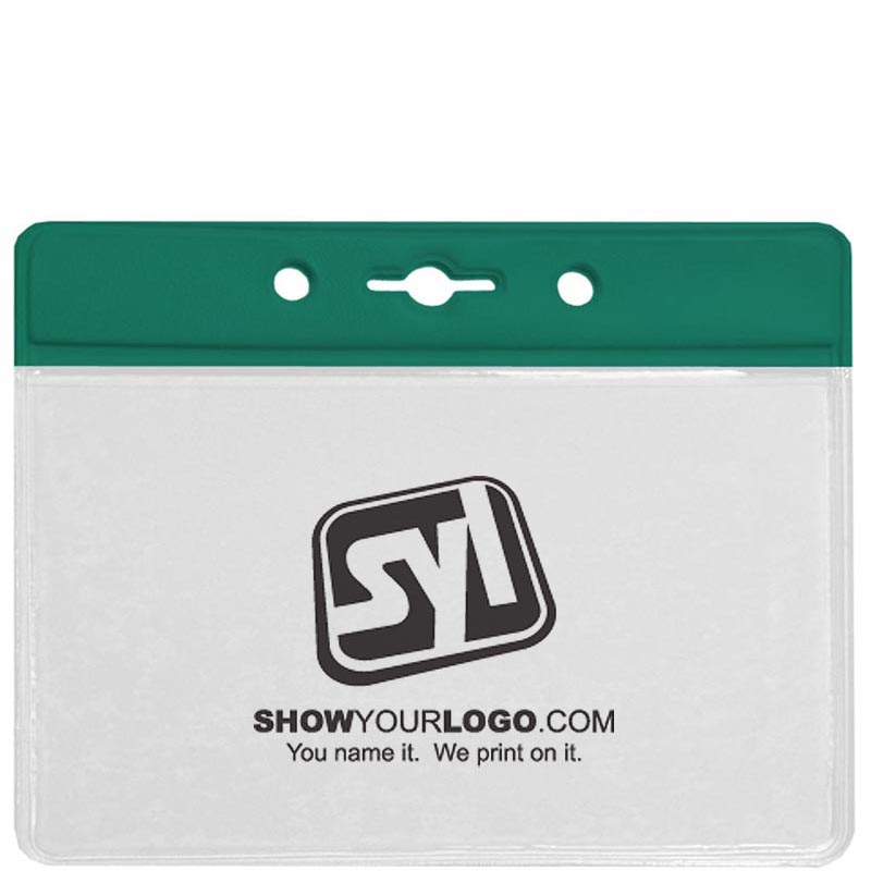 Horizontal Color Coded Badge Holders - Kelly Green