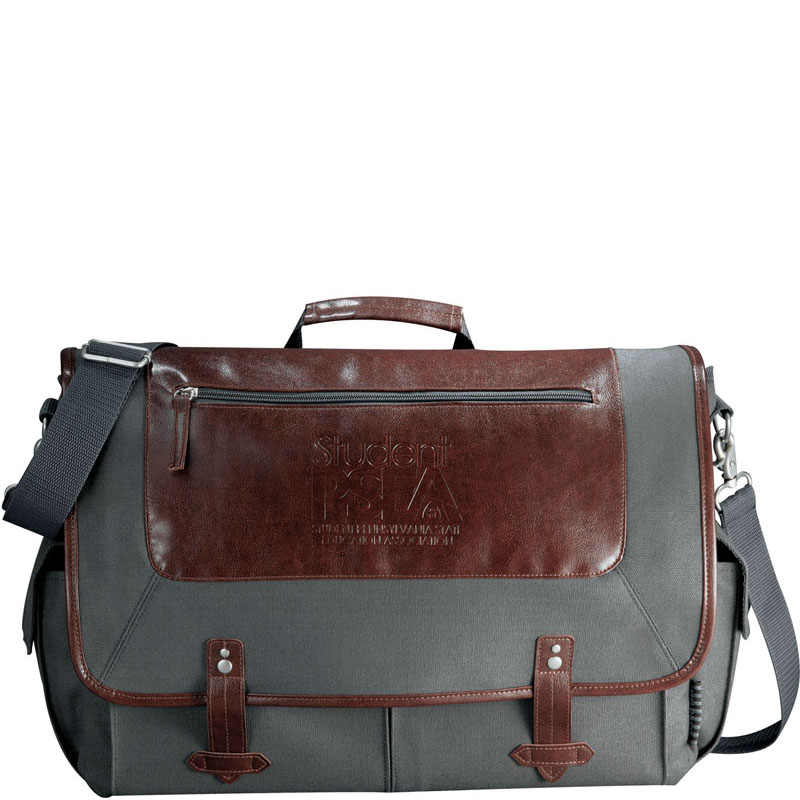 Field & Co. Computer Messenger Bags with Logo - Grey