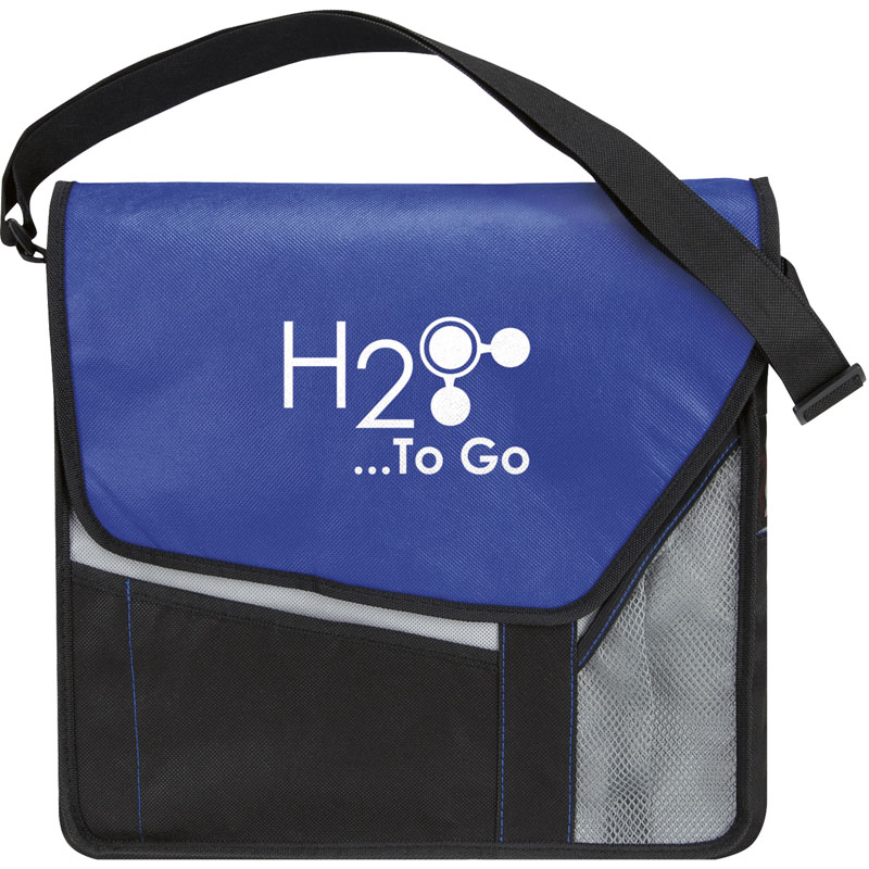 Atchison Slant Flap Messenger Bag with Logo - Royal Blue