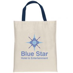 Basic Tote Bags with Color Handles - Navy