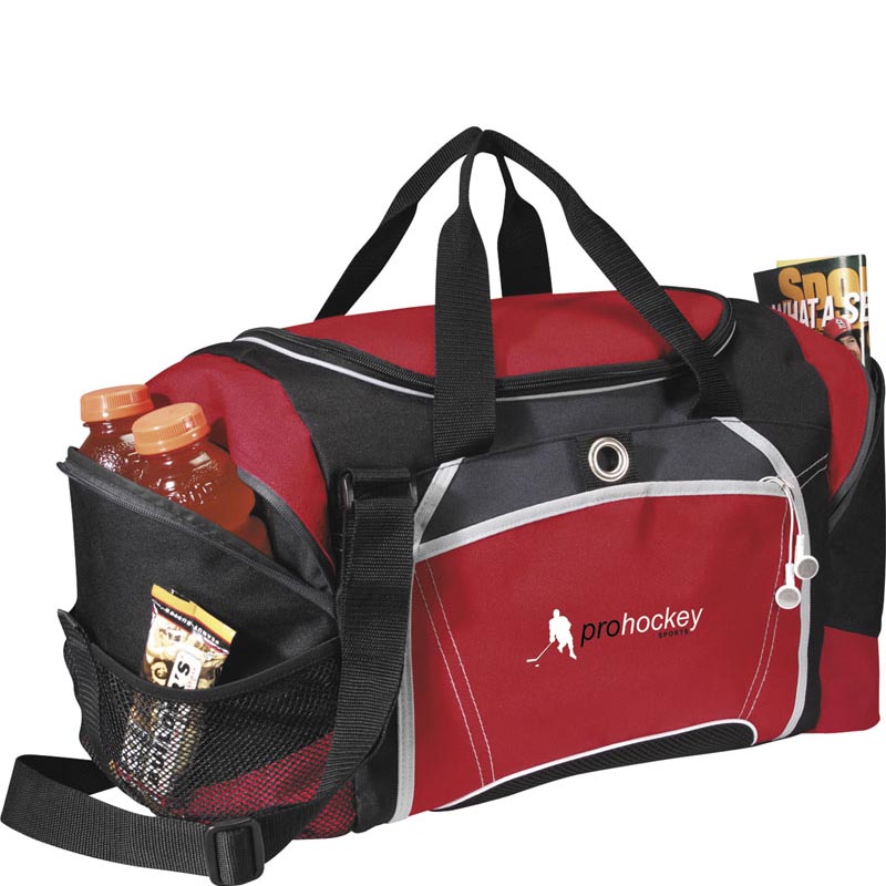 Power Play Zippered Duffel Bags - Red