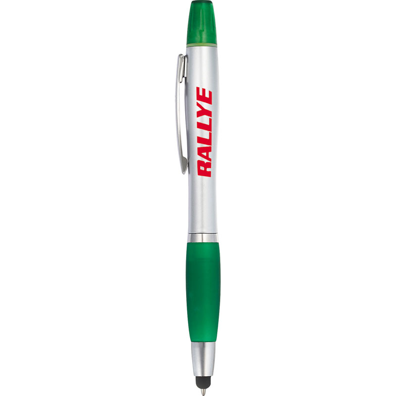 Nash Stylus Pen with Highlighter and Logo - Green