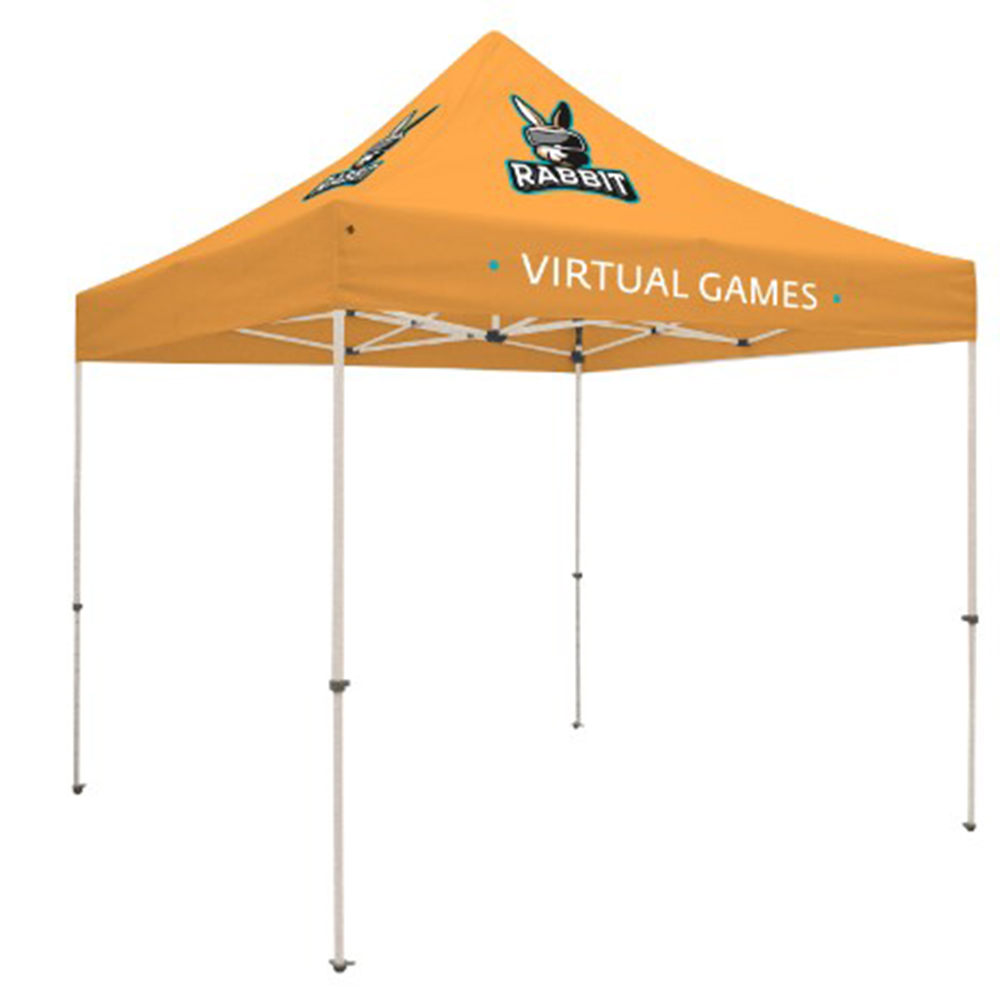 Standard 10′ x 10′ Event Tent Kit with Three Location Full-Color Imprint - blazeOrange