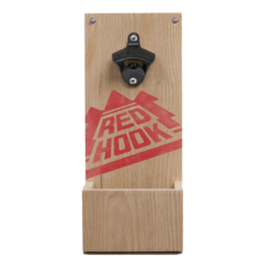 Wall Mounted Bottle Opener with Slide-Out Wood Cap Catcher - bottleopener