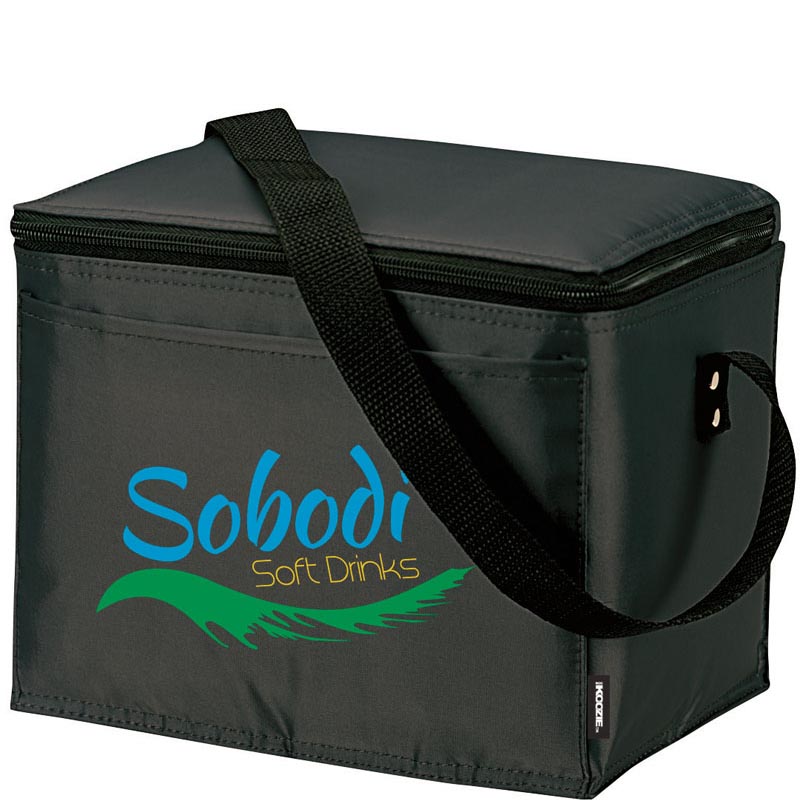 Koozie Basic 6 Pack Coolers with Logo - Black