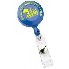 Round Retractable Badge Clip - Blue
