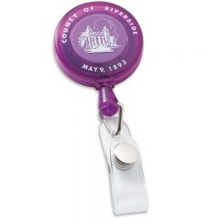 Round Retractable Badge Clip - Purple