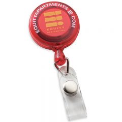 Round Retractable Badge Clip - Red