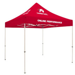 Standard 10′ x 10′ Event Tent Kit with Three Location Full-Color Imprint - cherry