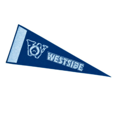 Colored Felt Pennant with Printed Strip - colored felt pennant royal blue