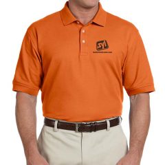 Devon & Jones Pima Pique Polo Shirts with Custom Logo - Deep Orange