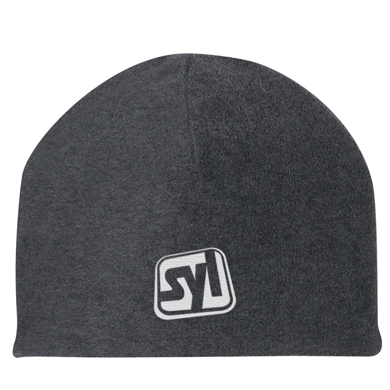 Double Layer Fleece Beanies with Logo - Charcoal