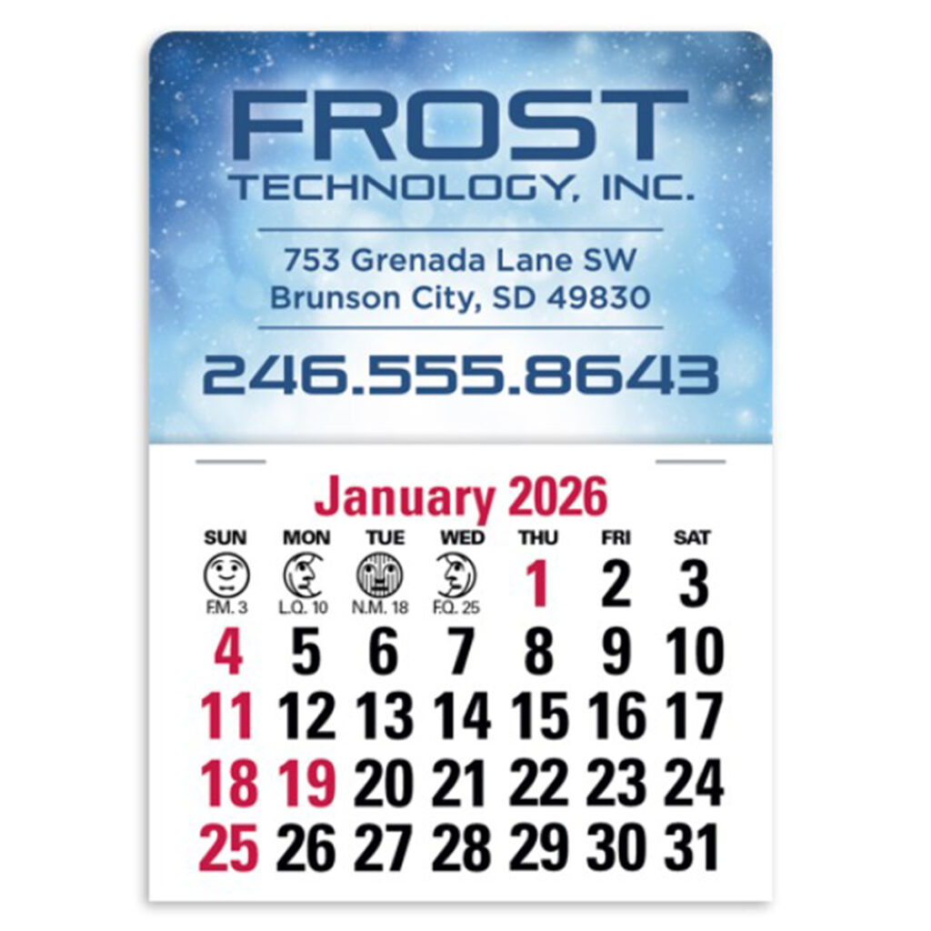 Full Color Press-N-Stick Calendar - designA