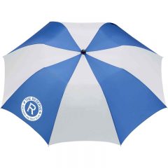 Auto Folding Umbrella – 42″ Arc - Royal White Stripe