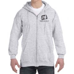 Hanes PrintPro Full Zip Hooded Sweatshirts with Logo - Ash