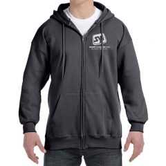 Hanes PrintPro Full Zip Hooded Sweatshirts with Logo - Charcoal Heather