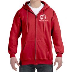 Hanes PrintPro Full Zip Hooded Sweatshirts with Logo - Deep Red