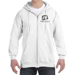 Hanes PrintPro Full Zip Hooded Sweatshirts with Logo - White