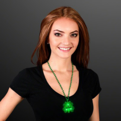 Flashing Shamrock Charm on Beaded Necklace - flashingshamrockcharmonbeadsnecklaceinuse